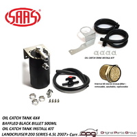 Genuine SAAS ST1014 ST1202 Black Billet - Oil Separator Catch Can for Toyota Landcruiser 200 Series 2007 > Current 1VD-FTV 4.5 Litre Turbo Diesel