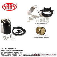 Genuine SAAS ST1014 ST2102 Black Billet - Oil Separator Catch Can for Mazda BT50 & Ford Ranger PX Pxi PX1 / MK1 2.2 & 3.2-Litre Turbo Diesel 2011 > 15