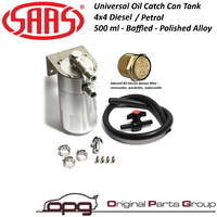 Genuine SAAS ST1015 - 4x4 4WD Universal Polished Alloy Oil Catch Can with 40 Micron Filter 500ml Capacity Diesel / Petrol Includes Drain Tap Hose