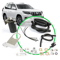 Genuine SAAS Oil Catch Tank Full Kit Machined Fitting Oil Resistant w/ Hose Clamps for Prado 150 Series 2.8L 2015 - Onwards Black Can