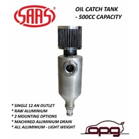 Genuine SAAS ST2001 500cc Baffled Oil Catch Tank Raw Aluminium with Single 12 An Outlet