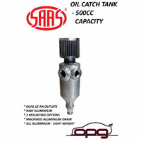 Genuine SAAS ST2002 500cc Baffled Oil Catch Tank Raw Aluminium with Dual 12 An Outlets