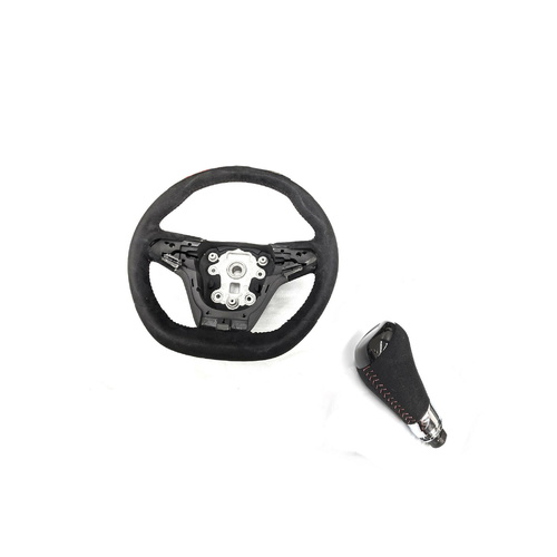 Genuine HSV Sports Flat Bottom Chunky Alcantara Red Stitch Steering Wheel (Paddle Type) & Auto Gearshift Knob VF GenF2 GTSR Holden SS SSV VF SS Chev