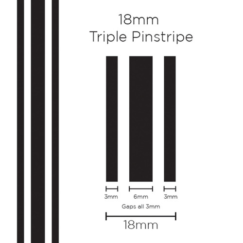 Genuine SAAS Pinstripe Triple Black 18mm x 10mt