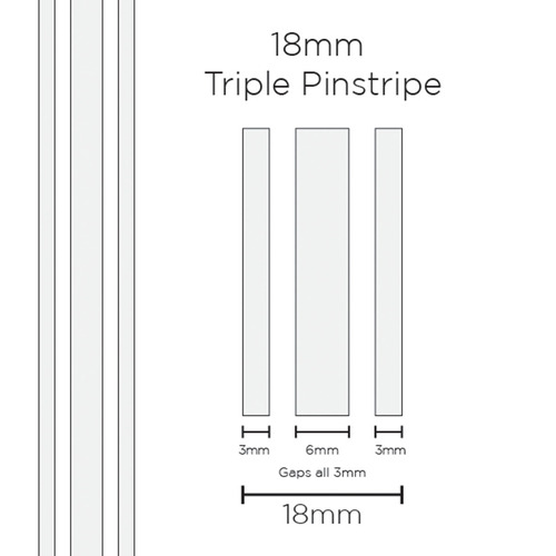 Genuine SAAS Pinstripe Triple White 18mm x 10mt