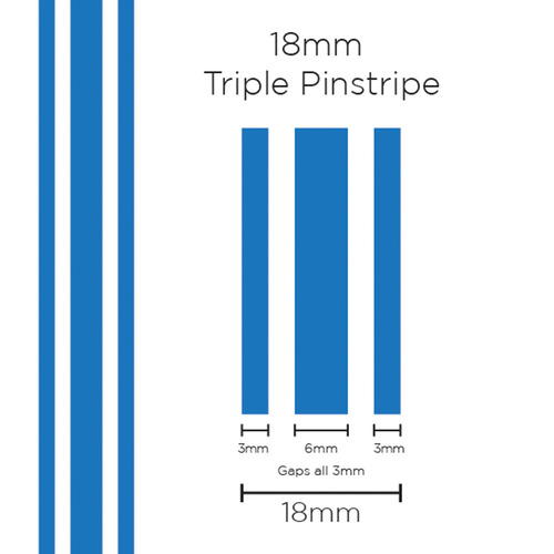 Genuine SAAS Pinstripe Triple Medium Blue 18mm x 10mt