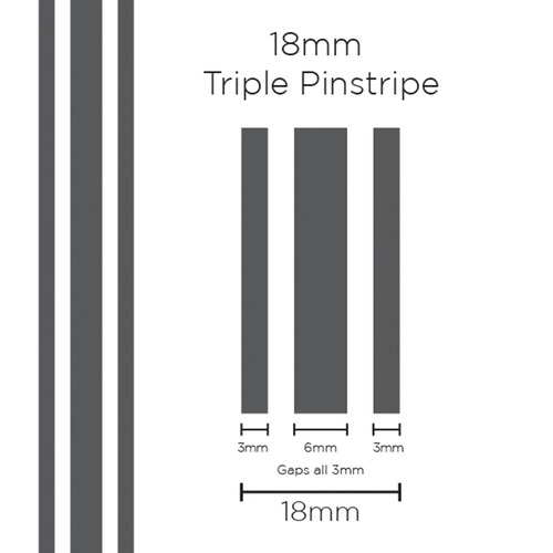 Genuine SAAS Pinstripe Triple Charcoal 18mm x 10mt