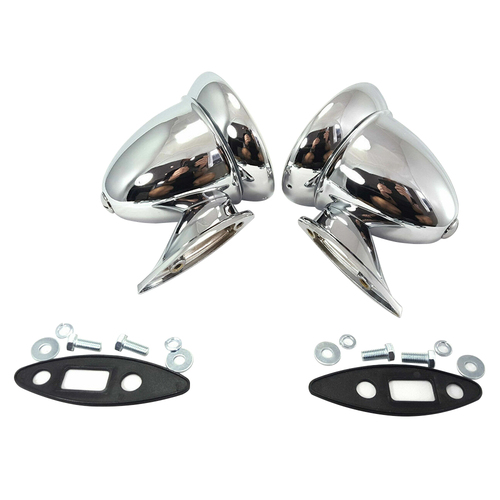 Classic Chrome Bullet Racing Mirror 4" Suits Holden HK HT HG Monaro GTS Pair