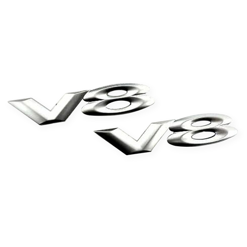 Genuine Holden Badge "V8" for VY SS Holden Commodore Pair Silver Satin Nos