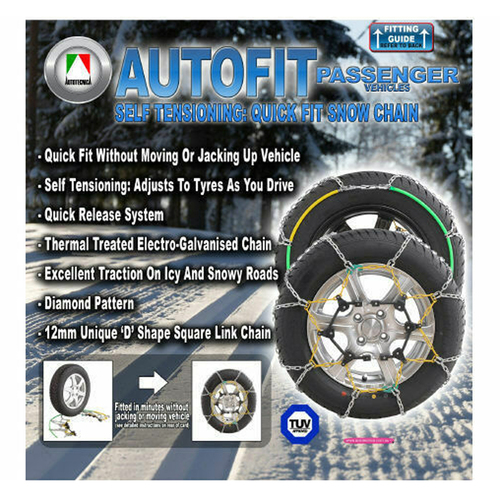 Autotecnica Snow Chain Kit for Passenger Cars 215/45 225/40 R18 18" Tyres Rims Ca100 Will Not Suit SUV Vehicles