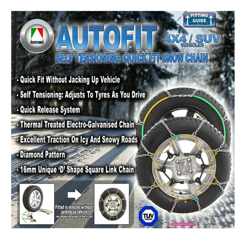 Autotecnica Snow Chain Kit for SUV / 4WD 225/55 R18 Tyres Wheels / Rims - CA400