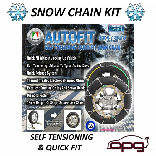 Autotecnica Snow Chain Kit for 4x4 4WD SUV with 30 X 9.5 X 15 Tyres Wheels / Rims CA410