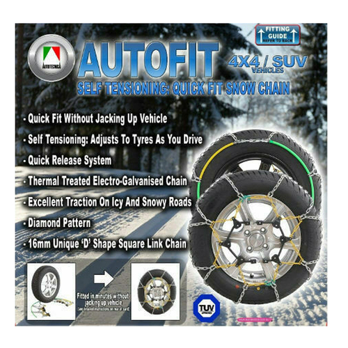 Autotecnica Snow Chain Kit for 4x4 4WD SUV 265/65 X 17 Tyres with All Terrain Tyres CA480