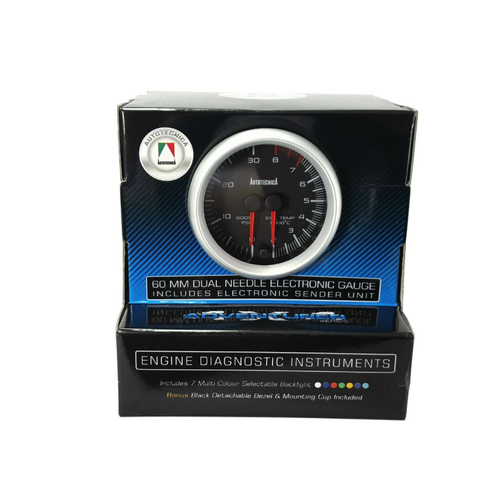 Autotecnica Dual Gauge Performance Diesel EGT & Boost 60mm Analog Black Face 7 Colour Light