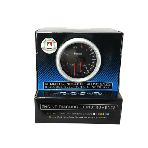 Autotecnica Dual Gauge Performance Diesel EGT Pyro Boost 60mm Analog Black Face 7 Colour