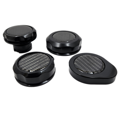 Autotecnica FMEKSS - Shadow Series Billet Engine Caps Kit With Carbon Inserts for Ford V8 Mustang FM 2015-17 Set Of 4