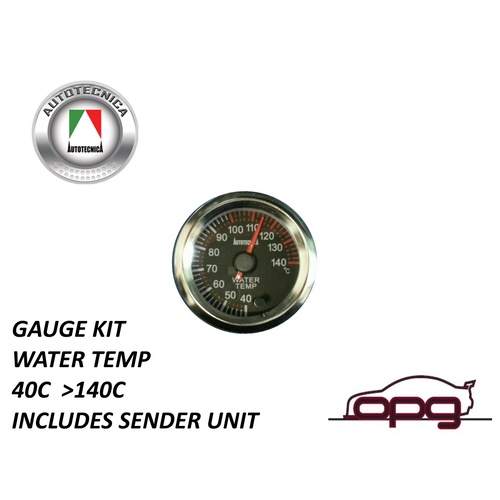 Autotecnica Performance Water Temerature 52mm Analog Gauge Black Face 7 Colour Lighting