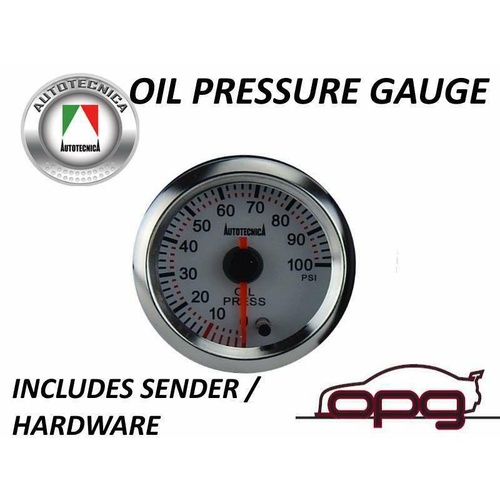 Autotecnica Performance Oil Pressure 52mm Analog Gauge White Face 7 Colour Lighting
