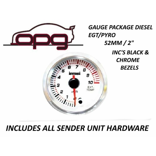 Autotecnica Performance Pyro EGT Exhaust Temp 52mm Analog Gauge White Face 7 Colour Lighting