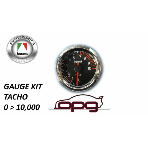 Autotecnica Tachometer Tacho 52mm Analog Gauge Black Face 7 Colour Lighting