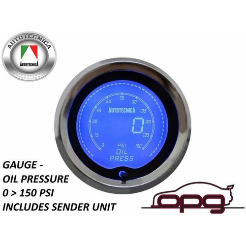 Autotecnica Performance Oil Pressure 52mm LCD Gauge 7 Colour Lighting (1 Gauge)