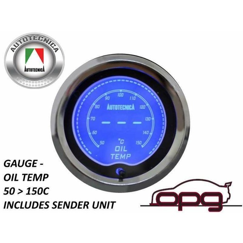 Autotecnica Performance Oil Temp 52mm LCD Gauge 7 Colour Lighting (1 Guage)