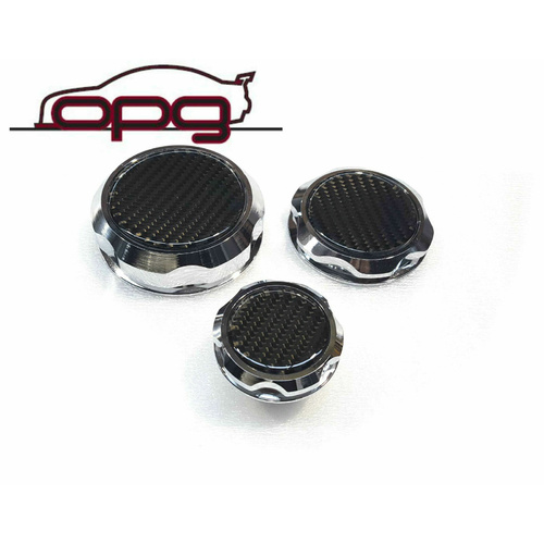 Autotecnica Chrome Carbon Top Alloy Billet Engine Cap Kit for VT VX VU VY VZ SS HSV 5.7 LTR LS1