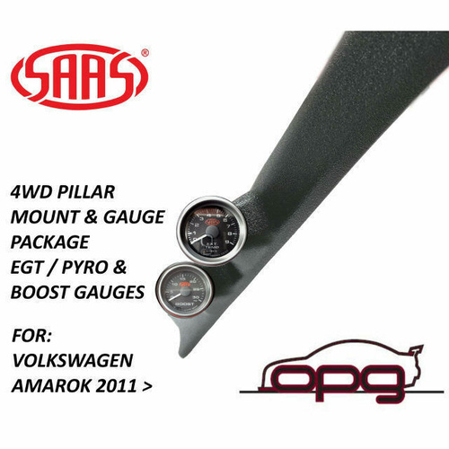 Genuine SAAS Pillar Pod / Gauge Package for Volkswagen Amarok Boost & EGT Gauges Black