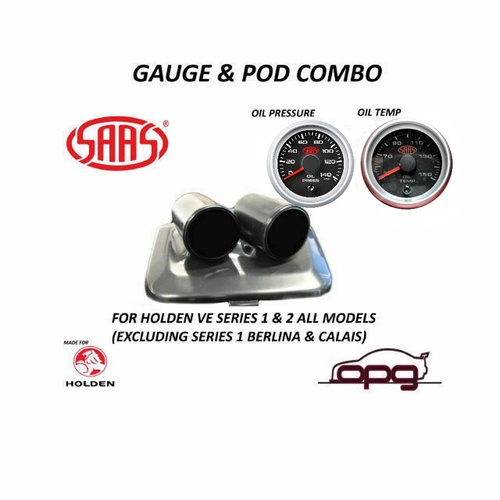 Genuine SAAS Gauge Dash Pod Gauge Package for Holden VE Berlina Calais Series 2 Oil Temp+Pres