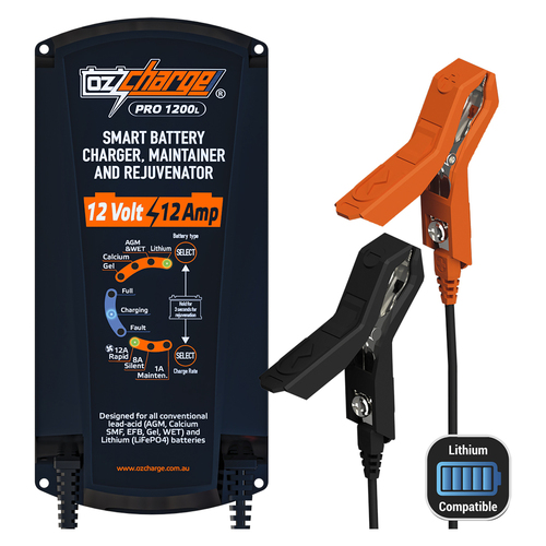 OzCharge Proseries 12 Volt 12 Amp 12a 9-Stage Battery Charger Maintain Lithium for Dyna