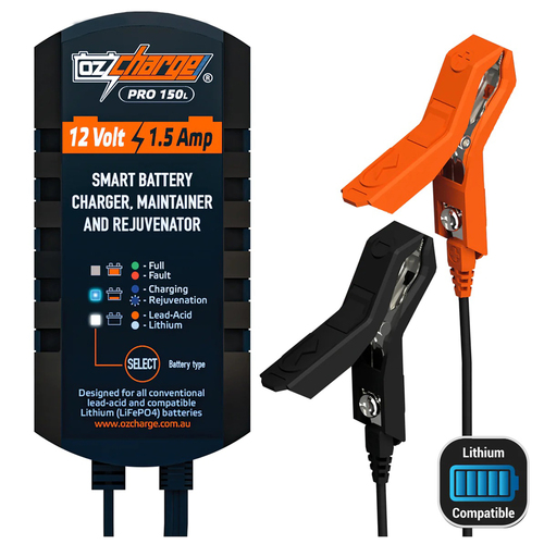 OzCharge Pro Series 12 Volt 1.5 Amp 8-Stage Battery Charger Maintainer Car