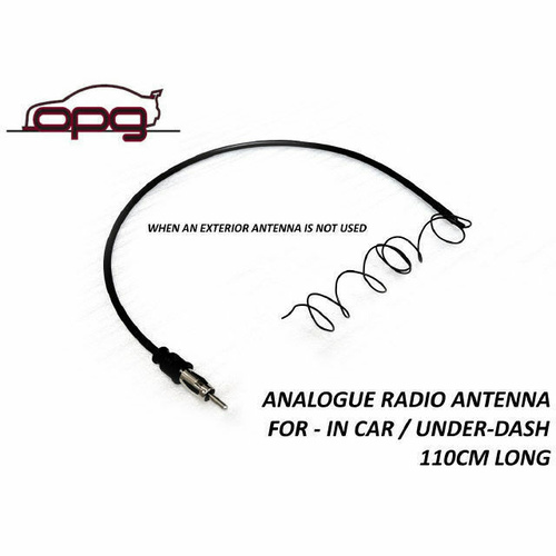 Analogue Radio AM FM Antenna & Lead in Car Under Dash Sports Car - 110cm Long