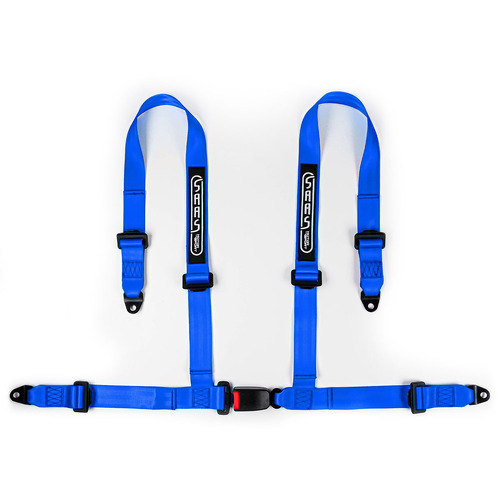 SAAS Harness 4 Point 2 Inch Heavy Duty Webbing with 7/16 Threaded Bolts - EC-R16 Approved Blue