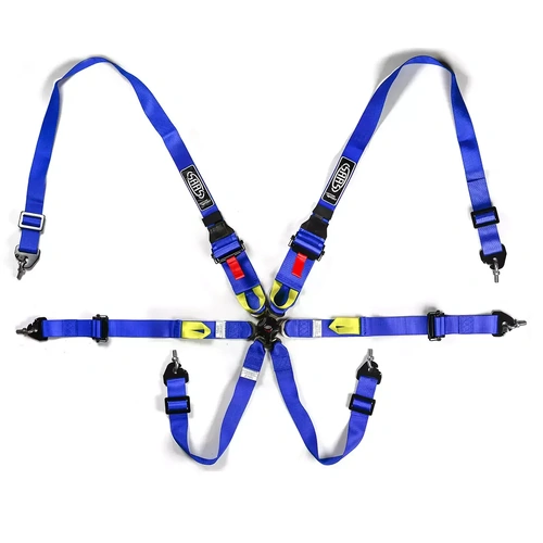 Genuine SAAS Harness FIA Approved 6 Point HANS Homologated 3" - 2" Blue