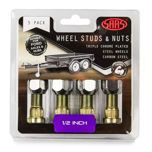 Genuine SAAS TWS16115 Trailer Wheel Studs and Nuts 1/2 5 Pack