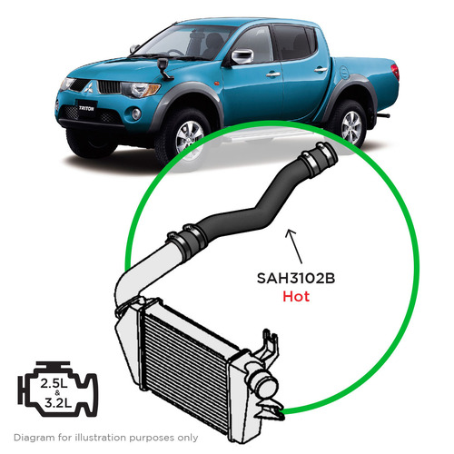 Genuine SAAS SAH3102B Intercooler Black Alloy Hot for Triton 2.5- 3.2L ML-MN