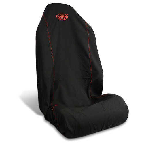Genuine SAAS SC5010 - Seat Cover Throw Over Cover / Protector - Black with Red Stitch 