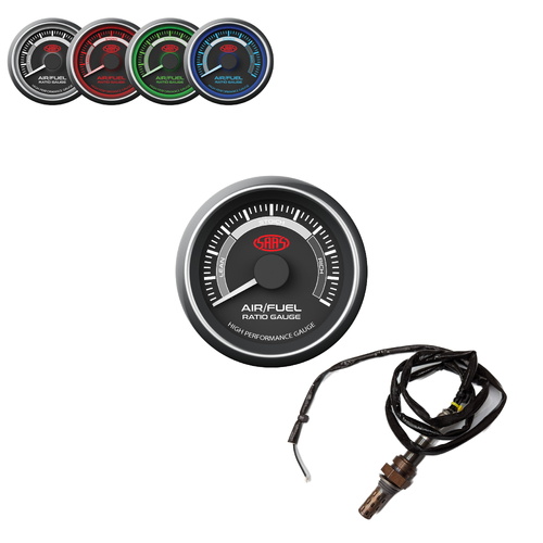 Genuine SAAS SG-AF52B SG41019 Muscle Series Air Fuel Ratio Gauge 52mm Black With Sensor - Narrow Band Rich / Lean Readings - Stoich - AFR