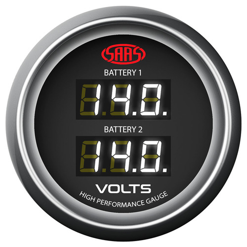 Genuine SAAS Muscle Digital Dual Volts Gauge Dual Reading 8-18Volts for Boat Watercraft Houseboat