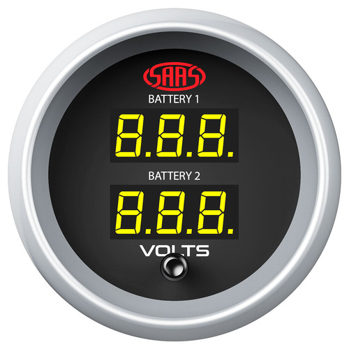 Genuine SAAS Muscle Digital Dual Volts Gauge Dual Reading 8-18Volts for Navara SG-DDVLT52BS2 Black