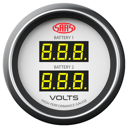 Genuine SAAS Muscle Digital Dual Volts Gauge Dual Reading 8-18Volts Watercraft Boat White Face