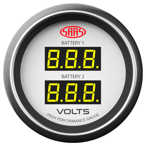 Genuine SAAS Muscle Digital Dual Volts Gauge Dual Reading 8-18Volts for Caravan Camper Van 4WD WHT