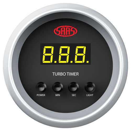 Genuine SAAS Turbo Timer 52mm 2" Digital Gauge Black Face 4 Colour