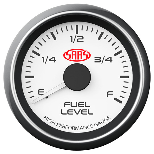 Genuine SAAS SG-FL52W Fuel Level Gauge 52mm White Muscle Series Uses Your Existing Fuel Tank Sender