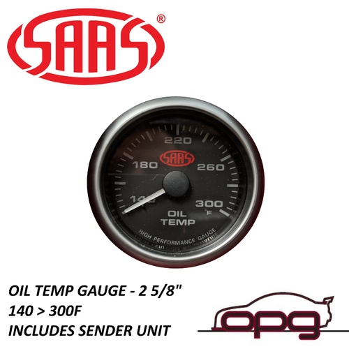 Genuine SAAS Performance Oil Temp 67mm 2 5/8" 140 > 300f Analog Gauge Black Face 4 Color [Range : 140 > 300f]