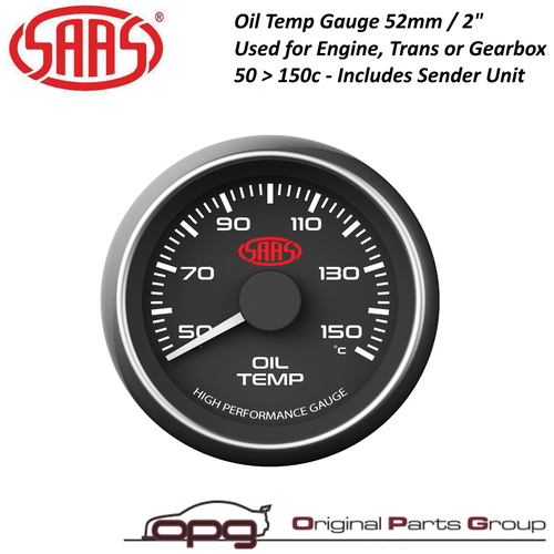 Genuine SAAS Performance Transmission Oil Temp 52mm Analog Gauge Black Face 4 Colour LHT