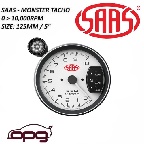 Genuine SAAS SG-TAC5W 125mm Tacho White for Mazda RX2 RX3 RX4 RX5 RX7 RX8 121 323 626 808 929