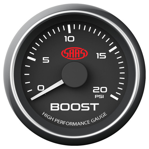 Genuine SAAS SG-TBD52B1 Boost 52mm 2" 0 > 20 PSI Analog Gauge Black Face 4 Colour Light