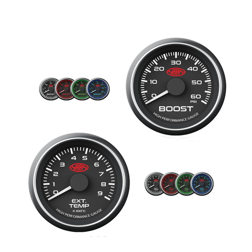 Genuine SAAS Muscle Series Diesel - EGT & Boost 0-60 PSI 52mm / 2" Analogue Gauge Combo Black Face