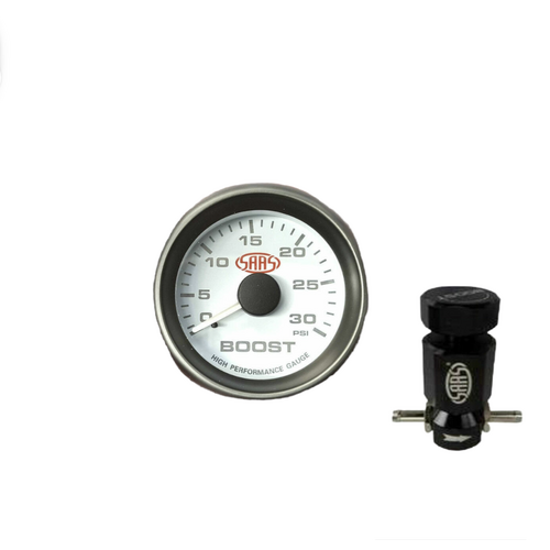 Genuine SAAS Turbo Boost Gauge & Boost Controller 52mm 2in 0>30 PSI White Face Diesel